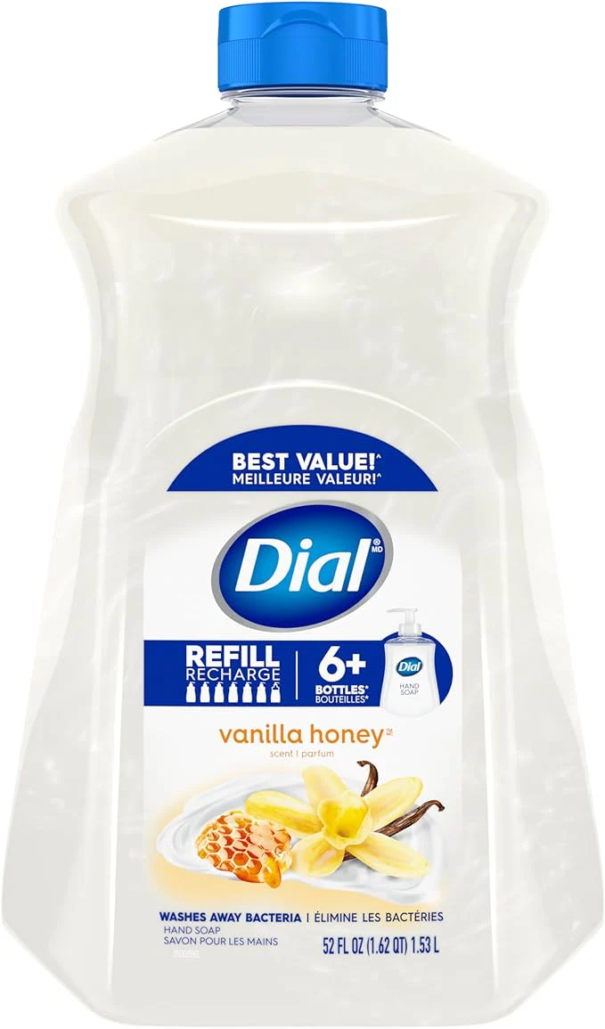 Dial Liquid Hand Soap Refill, Vanilla Honey Scent, 1.53 Litres, Dermatologist Tested, pH Balanced, Free from Silicones, Parabens, Phthalates, SLES/SLS
