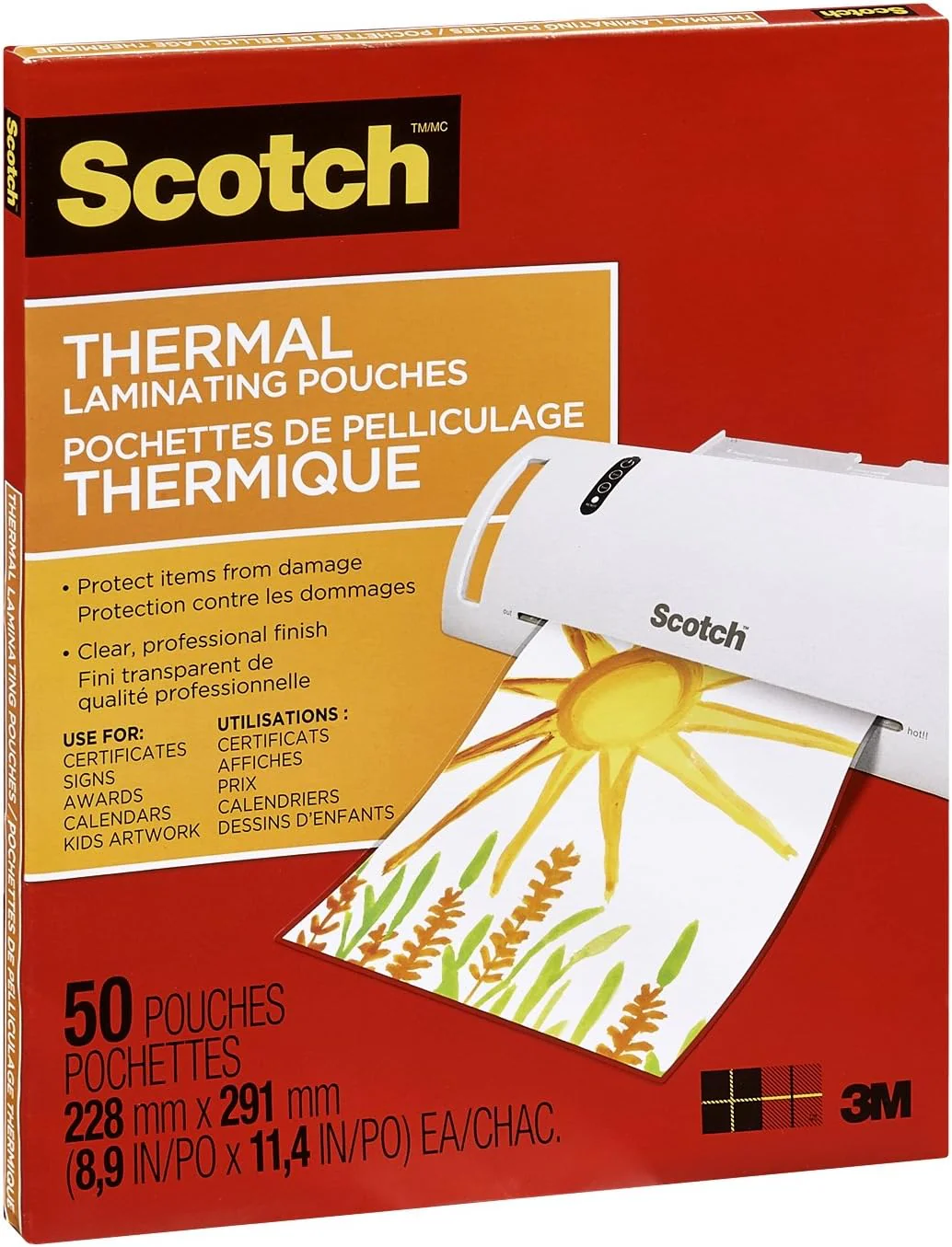 Scotch Thermal Laminating Pouches - TP3854-50-C - Letter Size - 3 Mil - 50 Pack
